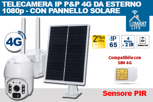 Telecamera IP SMARTLIFE 4G, P.SOLARE, MOTORIZZATA, DA ESTERNI IP65