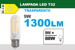 LAMPADA LED T32 serie Filament Trasparente
