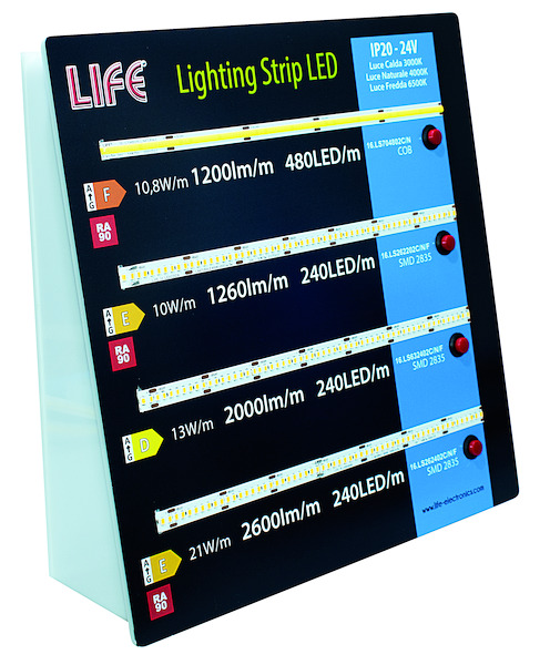 ESPOSITORE DIMOSTRATIVO LIFE in PLEXIGLASS per STRISCE LED 24Vdc 16.LS703202N / 16.LS632402N / 16.LS262402N / 16.LS704802N