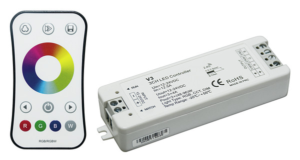 KIT Controller RGB, Radiocomando 1 zona con Ricevitore RF2,4GHz 3CH*4A12V(144W)/24V(288W) LIFE512 KIT Controller RGB, Radiocomando 1 zona con Ricevitore RF2,4GHz 3CH*4A12V(144W)/24V(288W) LIFE512
