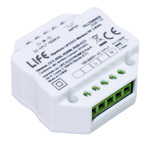 Ripetiore di segnale LIFE512 Wireless 2,4GHz  , serie 16.LT5, Alim 12/24V o 100-240V~