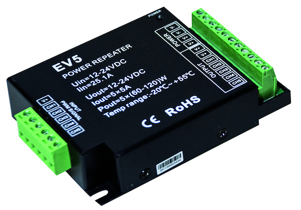 Amplificatore 5CH RGB+CCT 12V 300W /24V 600W 25A(max) 107×75×24.5mm