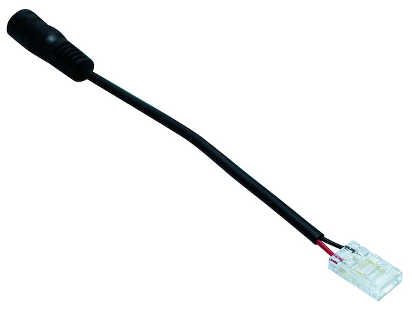 Connettore alimentazione con spina 2,10x5,50mm ad innesto rapido, per strisce LED PCB 8mm con piazzole saldatura larghe, L10cm