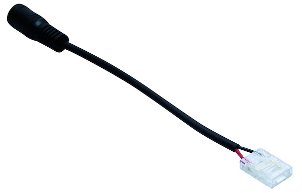 Connettore alimentazione con spina 2,10x5,50mm ad innesto rapido, per strisce LED PCB 10mm con piazzole saldatura larghe, L10cm