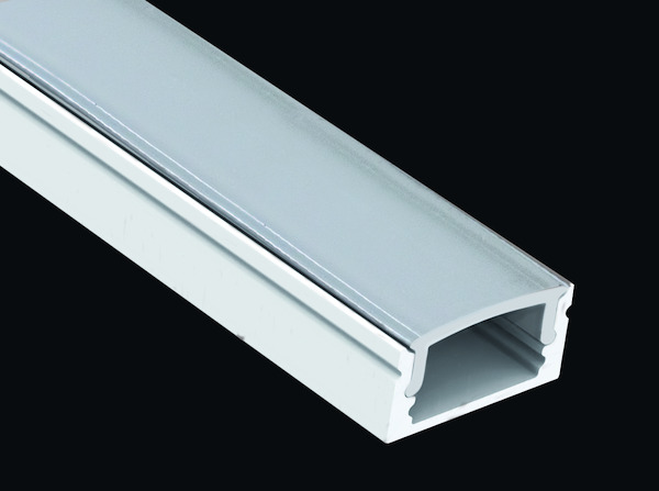 KIT 5pz Profilo alluminio Bianco 2m Dissip.20W/m,Parete,Inc.12,2mm(17,1x8,5),Cover Satinata 4Staffe 2Tappi,imballati singolarmente