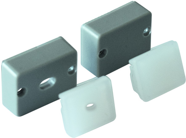 KIT Tappi di chiusura (plastica+silicone), per profilo alluminio IP65 16.LTP5415KS, 5 Coppie con foro centrale e 5 coppie senza foro, Prezzo per KIT