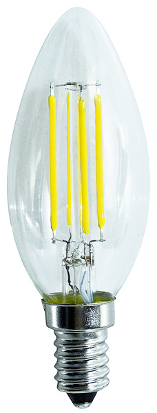 LAMPADA LED CANDELA C35 serie Filament Trasparente, E14, 4.5W,FA320°,2700K,220Vac,LM470,CRI80,35*97mm
