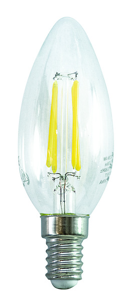 LAMPADA LED CANDELA C35 serie Filament Trasparente,E14, 4.5W,FA320°,4000K,220Vac,LM470,CRI80,35*97mm
