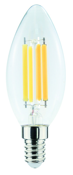 LAMPADA LED CANDELA C35 serie Filament Trasp., E14, 6.5W, FA320°, 2700K, 220Vac,LM806, CRI80, 35*97mm