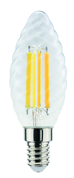 LAMPADA LED C.TORTIGLIONE ST35 serie Filament Trasp,E14, 6.5W,FA320°,2700K,220Vac,LM806,CRI80,35*97mm