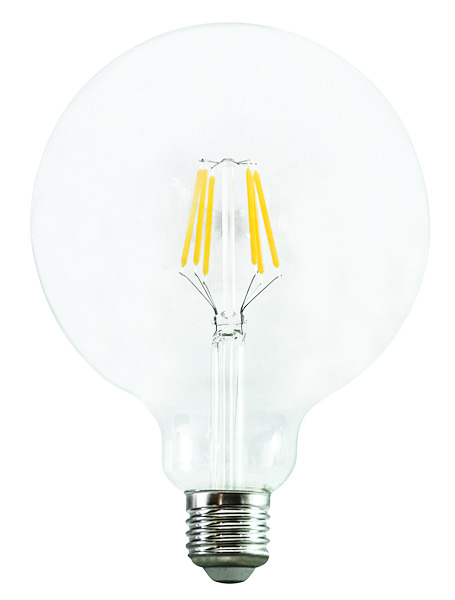 LAMPADA LED Classe A, GLOBO G125 Filament Trasp., E27, 7,2W, FA320°, 3000K, 220Vac, LM1521, CRI80, 125*178mm