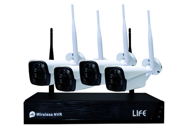 KIT IP SMARTLIFE WIRELESS H.265+ 2,4Ghz, NVR + 4 Telecamere IP65, 1080P 2Mpx, L.3,6mm, 6LED IR