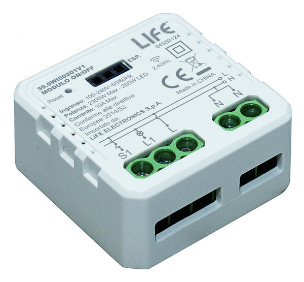 Modulo 1CH (ON)/OFF - ON/OFF -Mini con Puls/Int, SmartLIFE V1, Wireless 2,4GHz 220V LED 250W/Inc.2300W