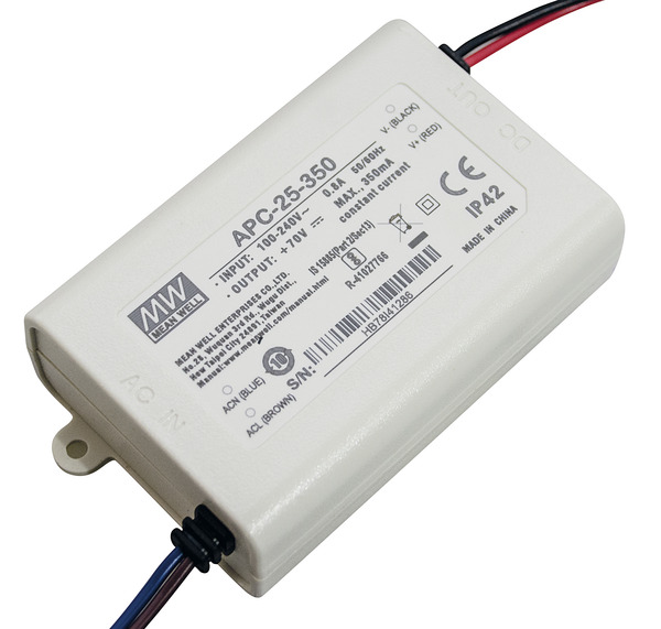 Aliment. corrente costante 350mA, 25-70V, 24.5W, 84x57x29.5mm APC-25-350 MEAN WELL Aliment. corrente costante 350mA, 25-70V, 24.5W, 84x57x29.5mm APC-25-350 MEAN WELL
