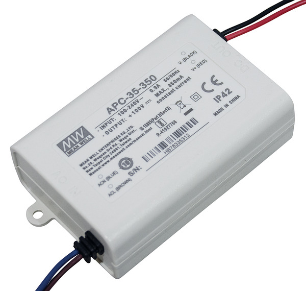 Alimentatore corrente costante 350mA, 28-100V, 35W, 84x57x29.5mm APC-35-350 MEAN WELL Alimentatore corrente costante 350mA, 28-100V, 35W, 84x57x29.5mm APC-35-350 MEAN WELL