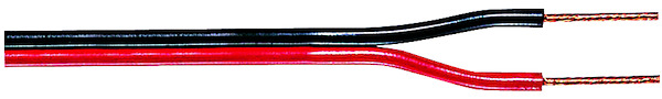 CAVO PIATTINA BIC. 2x0.22 R/N, BC (Rame rosso), Classe Fca, MATASSA 100M