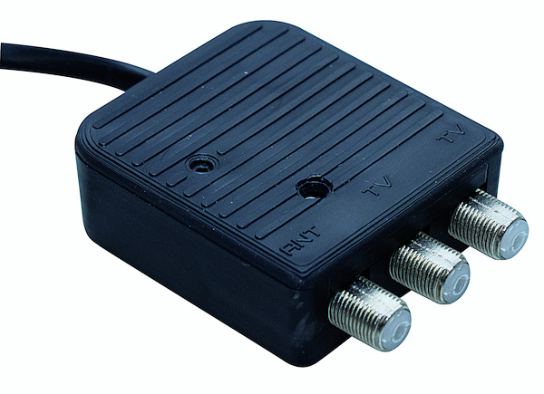 Ampl. di linea 1 ingr. VHF+UHF regolabile 15÷20dB, 2 uscite, connettori F, mod. PSA 25N2-LTE READY