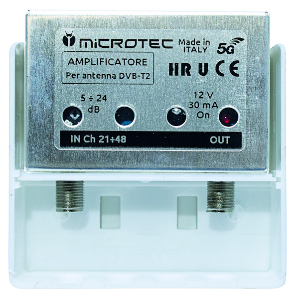 Ampl. da palo, 1 ingr. UHF regolabile 5÷24 dB, connett. F, mod. HR U - 5G LTE READY