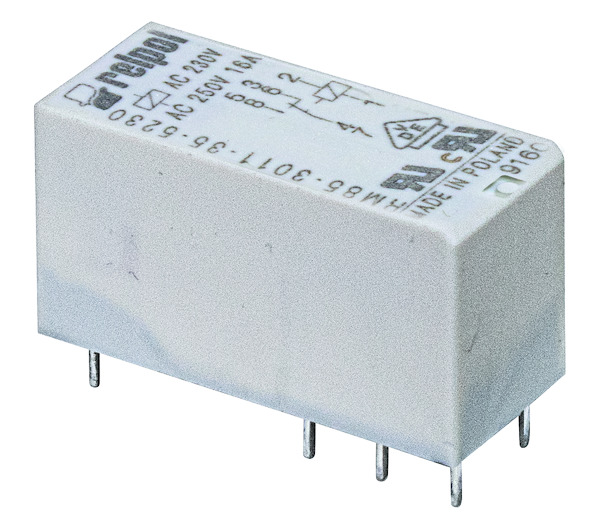 Relè - 1 polo 16A - pin 5mm -230Vac AgSnO2 1CO (SPDT) (Singolo polo, doppio contatto) IP67 H15,7m