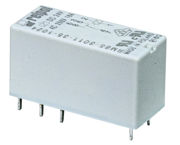 Relè - 1 polo 16A - pin 5mm - 24Vdc - AgSnO2 1CO (SPDT) (Singolo polo,doppio contatto) IP67 H15,7mm