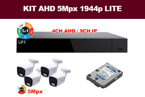 KIT XVR 4CH + HDD1TB + 4 Telecamere 5Mpx 1/3" CMOS