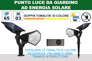 Punto Luce da giardino ad energia SOLARE, IP65, 200LM, 3000K/4000K