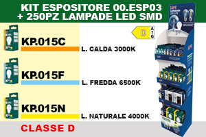 KIT Espositore 00.ESP03 + 250pz LAMPADE LED SMD Classe D