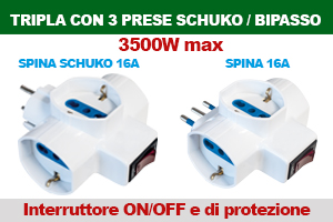 TRIPLA CON  3 PR.SCHUKO/BIPASSO
