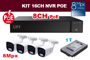 KIT NVR 8 POE 16CH 8Mpx