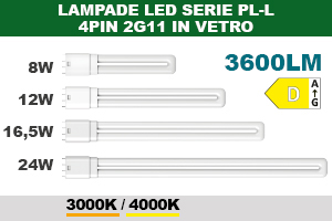 Lampade 2G11 classe D in Vetro