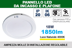 PANNELLO LED DA INCASSO E PLAFONE