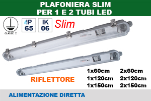 PLAFONIERA SLIM CON RIFLETTORE PER TUBI LED