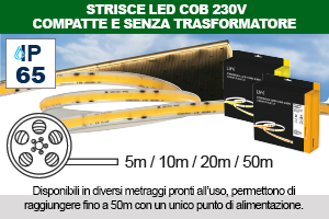 Striscia LED COB, IP65, 220Vac