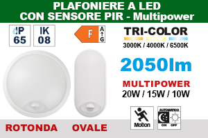 PLAFONIERA A LED IP65 CON SENSORE PIR