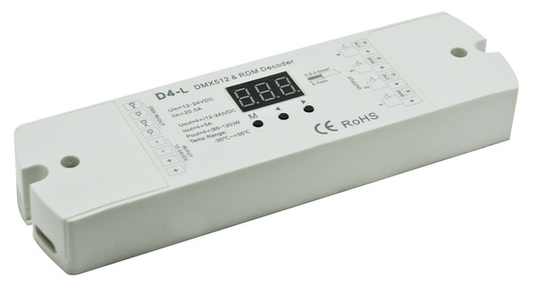 Ricevitore RGBW/Dimmer monocolore da DMX512 a 4CH*5A 12V(240W)/24V(480W) LIFE512