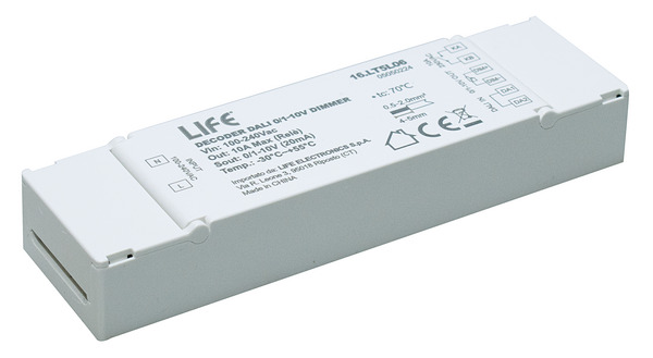 Ricevitore Dimmer 0-10V, da DALI a 1 CH 0/1-10V, Alimentazione 220V~, LIFE512 Ricevitore Dimmer 0-10V, da DALI a 1 CH 0/1-10V, Alimentazione 220V~, LIFE512