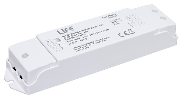 Ricevitore Dimmer monocolore, da 0-10V a 1CH Dimmer 12V(144W)/24V(288W) 12A, con pulsante, LIFE512