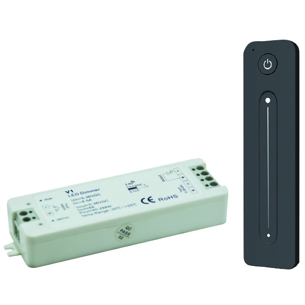 KIT Controller Dimmer monocolore, Radiocomando 1 zona RF2,4GHz + ricevitore 12V(96W)/24V(192W) 8A, con pulsante