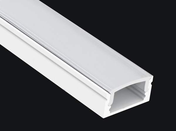KIT 40pz Profilo alluminio Bianco 2m Dissip.20W/m,Parete,Inc.12,2mm(17,1x8,5),Cover Satinata 4Staffe 2Tappi,imballati singolarmente