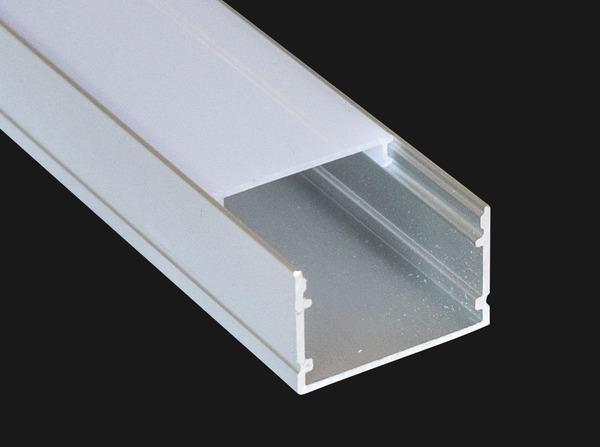 KIT Profilo alluminio 2m Dissip.40W/m, da Parete, Inc. 25mm (30x20) adatto per due strip, Cover Satinata 4Staffe 2Tappi