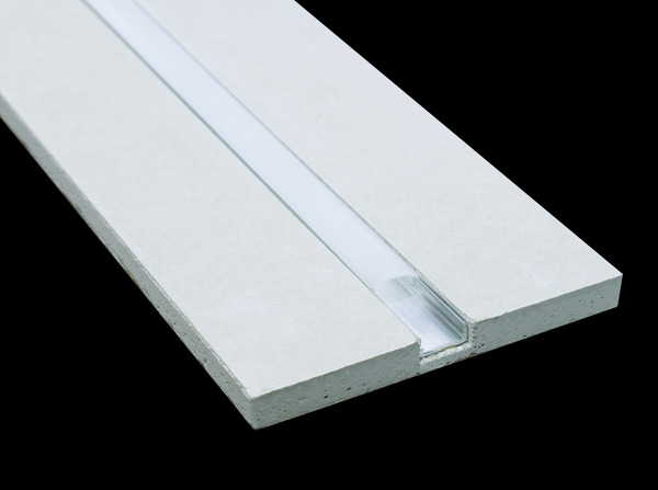 KIT 5Pz Profilo più Cartongesso 2m Dissip.25W/m, Incavo 12mm, H 12mm, L 125mm + Cover Satinata e guarnizione per stuccatura. Made in Italy