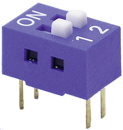 DIP SWITCH  2 POLI PASSO 2,54mm TCS