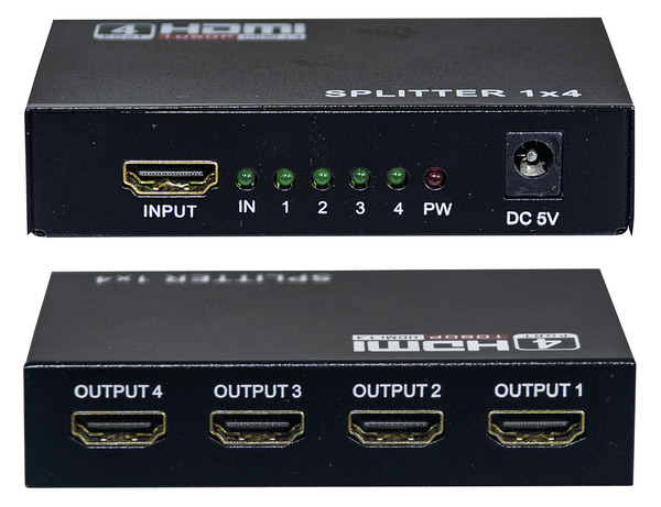 SPLITTER HDMI 1 IN - 4 OUT 1080p, V1.4, SUPPORTO 3D