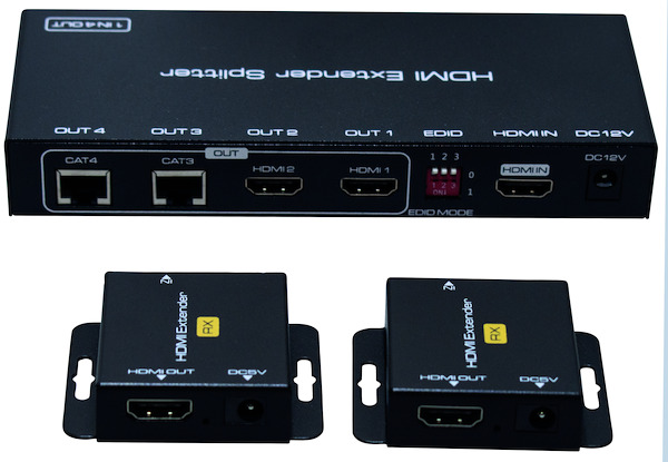 SPLITTER HDMI 1X2 CON EXTENDER SU UN CAVO CAT5e/CAT6, MAX 50MT,1080P 3D,FUNZ. LOOP OUT, EDID