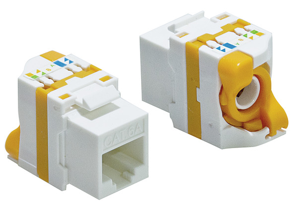 PRESA KEYSTONE MODULARE PLUG RJ45 INSTALLAZIONE RAPIDA 8P/8C CAT6A DA PANNELLO, ARANCIONE PRESA KEYSTONE MODULARE PLUG RJ45 INSTALLAZIONE RAPIDA 8P/8C CAT6A DA PANNELLO, ARANCIONE