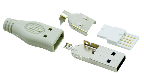 Connettore USB tipo A maschio, a saldare Connettore USB tipo A maschio, a saldare