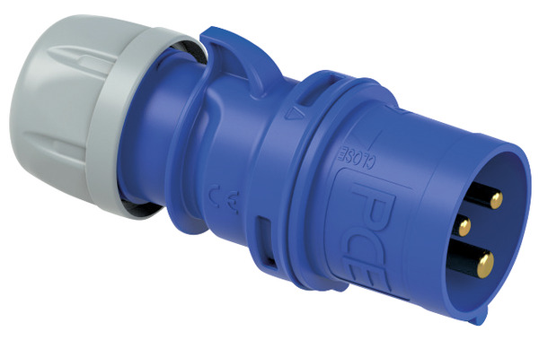 SPINA CEE INDUSTRIALE IP44, 013-6, 16A 230V, 3 POLI, COLORE BLU, VOLANTE