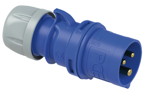 SPINA CEE INDUSTRIALE IP44, 023-6, 32A 230V, 3 POLI, COLORE BLU, VOLANTE