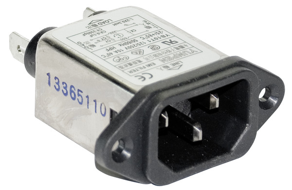 SPINA CON FILTRO, 10A 250V, FASTON 6,3 SNAP-IN, VDE, UL SPINA CON FILTRO, 10A 250V, FASTON 6,3 SNAP-IN, VDE, UL