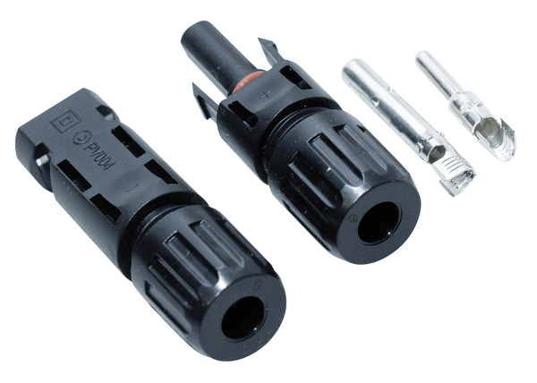 KIT CONNETTORI (SPINA + PRESA) MC4 A CRIMPARE, IP67, PER PROLUNGHE PANNELLI SOLARI FOTOVOLTAICI, CERTIFICATI TUV (PV004)